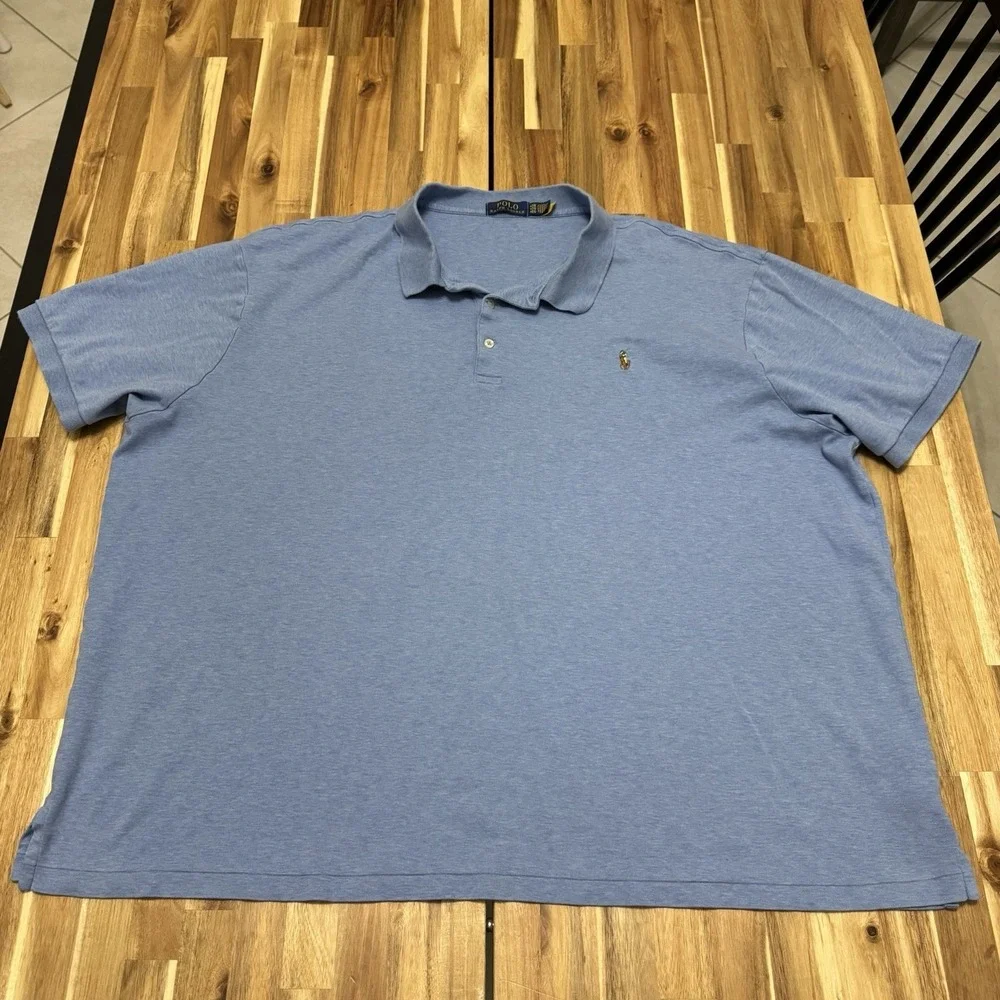 Polo Ralph Lauren Polo Shirt Mens 4XB Blue Cotton Preppy Flesh Pony Collared
